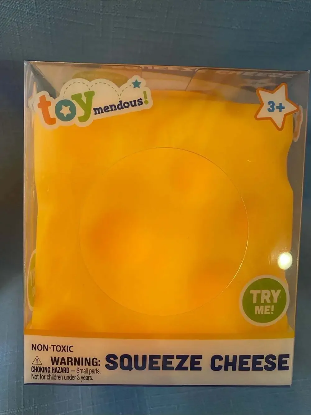 Toymendous Squeeze Cheese Squishy Toy Yellow Sensory Fidget